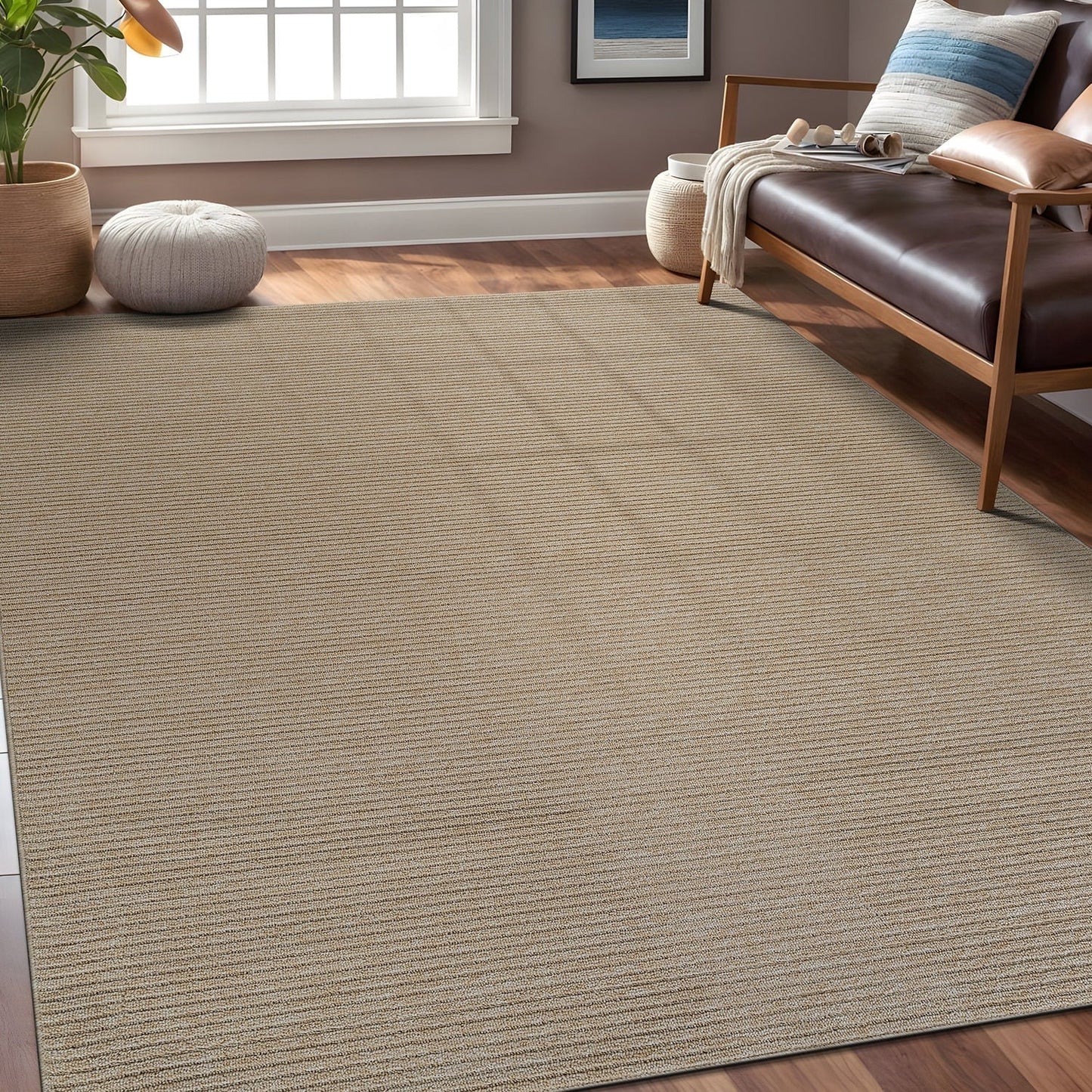 Beverly Rug Solid Color Non-Slip Rubber Back Washable Indoor Area Rug