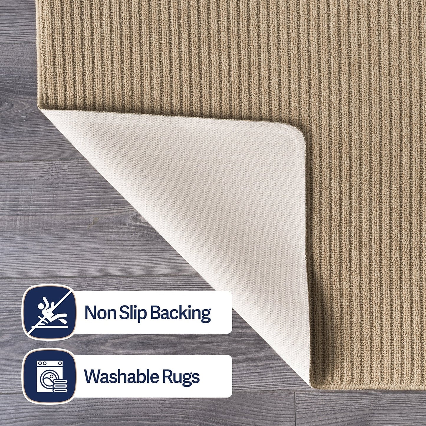 Beverly Rug Solid Color Non-Slip Rubber Back Washable Indoor Area Rug