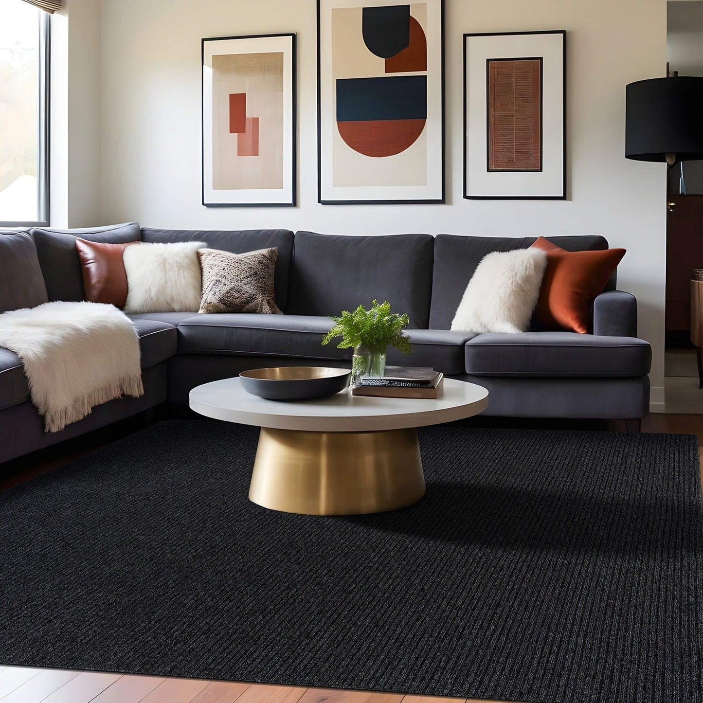 Beverly Rug Solid Color Non-Slip Rubber Back Washable Indoor Area Rug