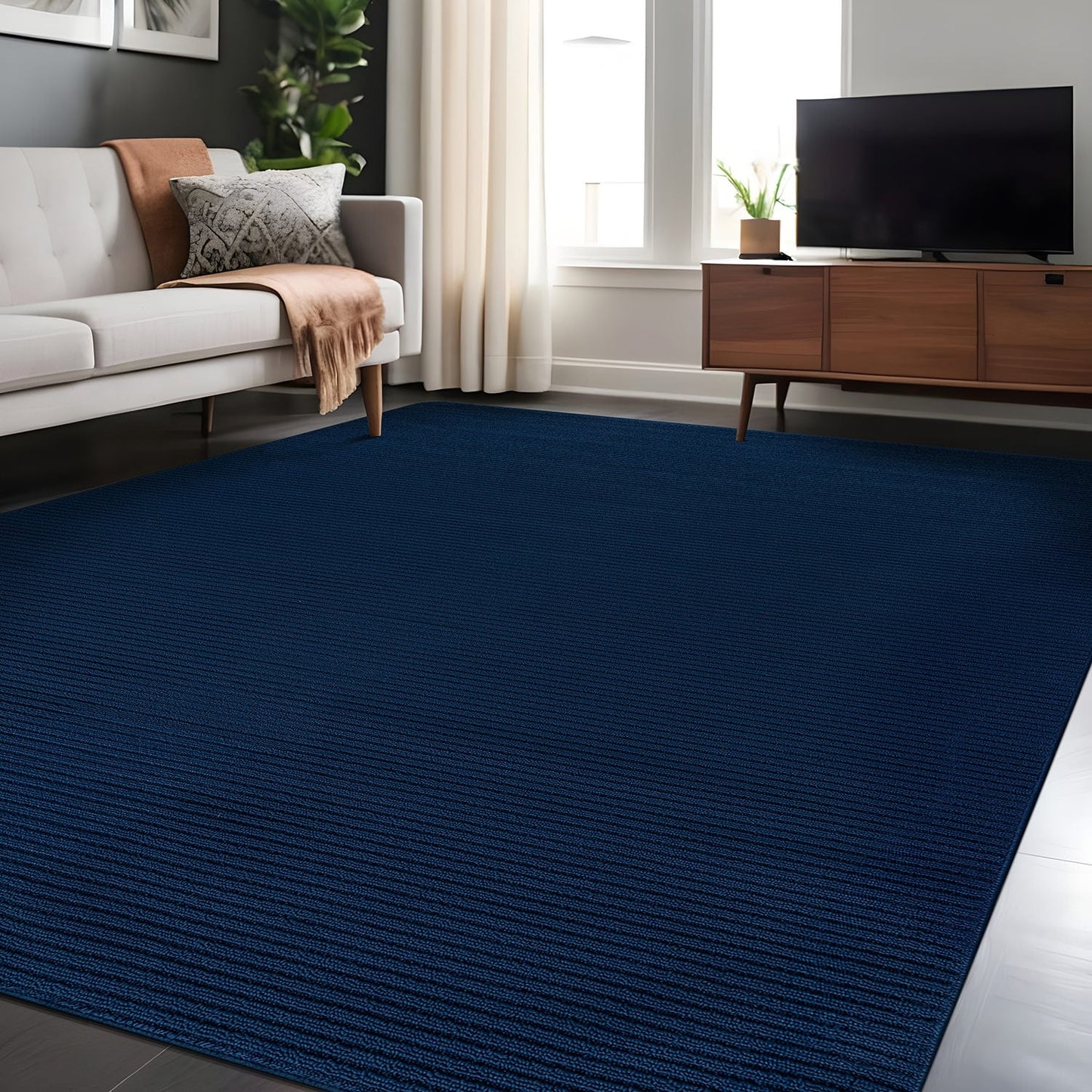Beverly Rug Solid Color Non-Slip Rubber Back Washable Indoor Area Rug