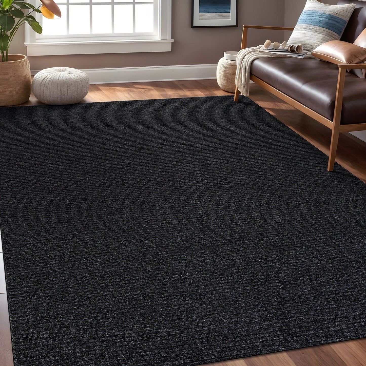 Beverly Rug Solid Color Non-Slip Rubber Back Washable Indoor Area Rug