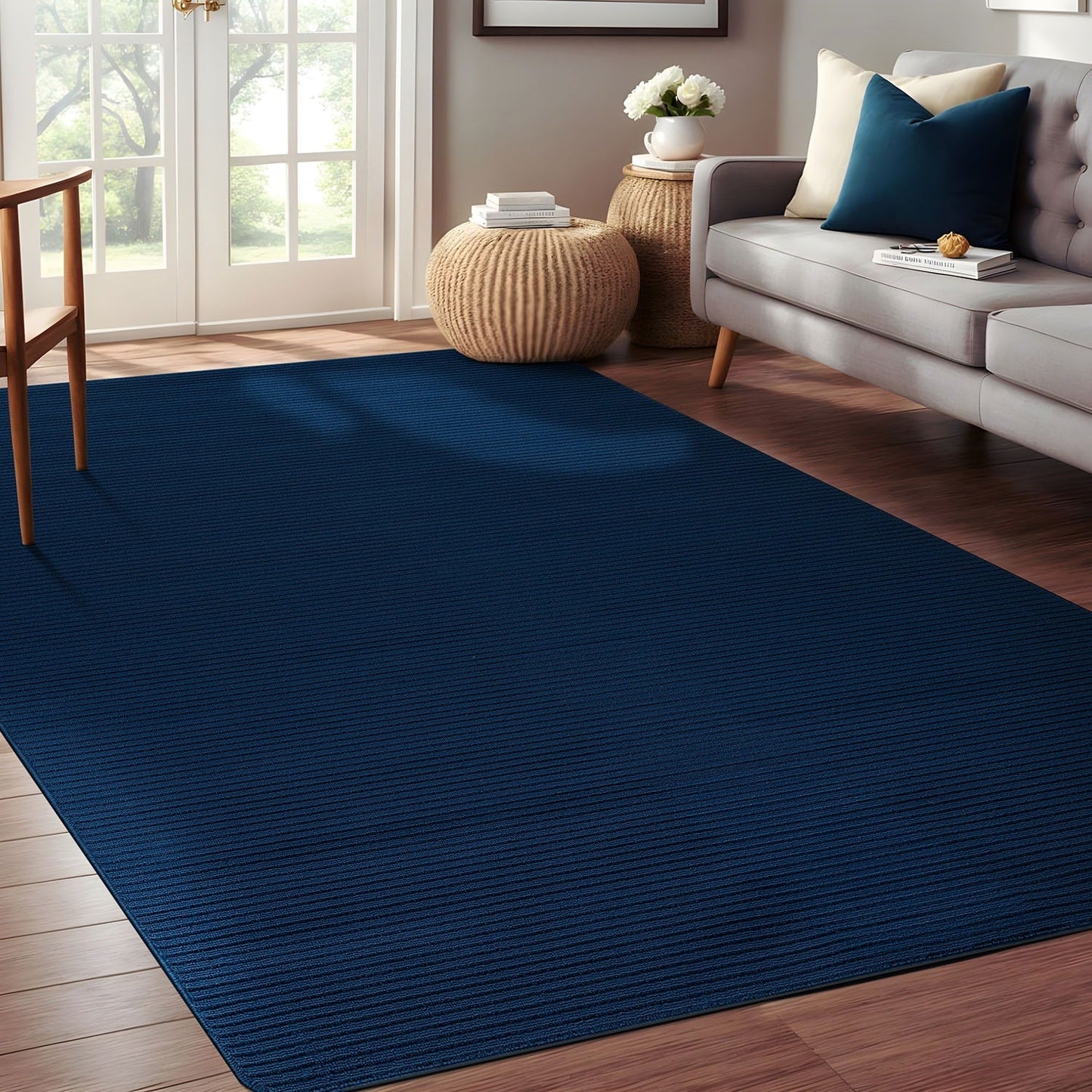 Beverly Rug Solid Color Non-Slip Rubber Back Washable Indoor Area Rug