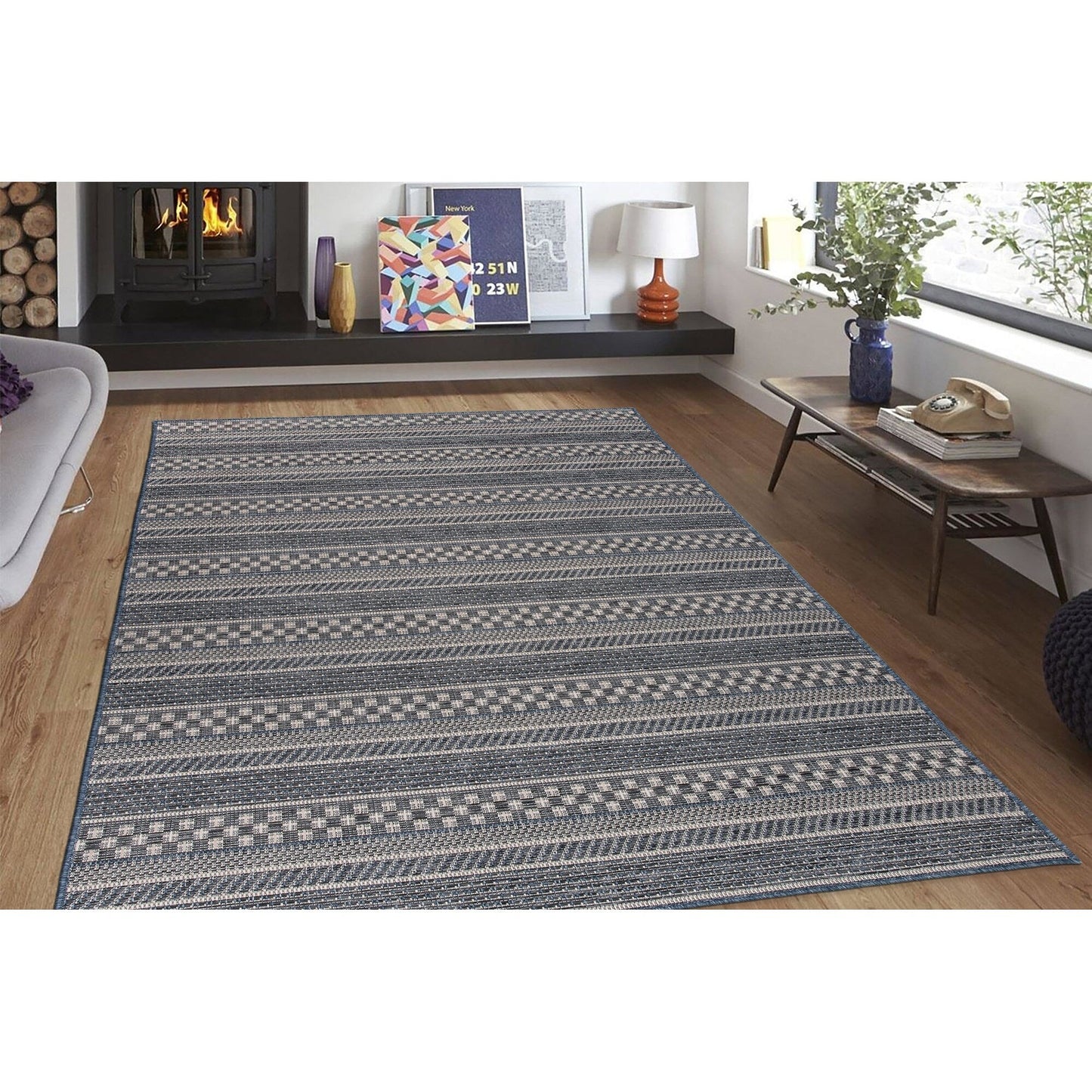 World Rug Gallery Bohemian Geometric Stripe Indoor/Outdoor Area Rug
