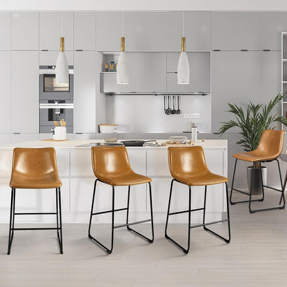 Bossin 18/26/30 inch Bar Stools,Counter Height Bar Stools with Back Modern PU Leather Stools Dining Chair with Footrest