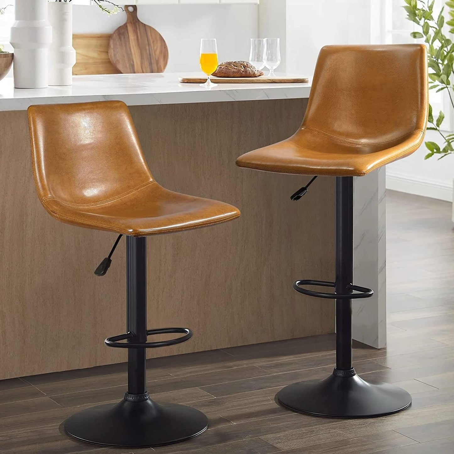 Bossin Adjustable Swivel Bar Stools with Backs – Counter Height
