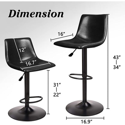 Bossin Adjustable Swivel Bar Stools with Backs – Counter Height
