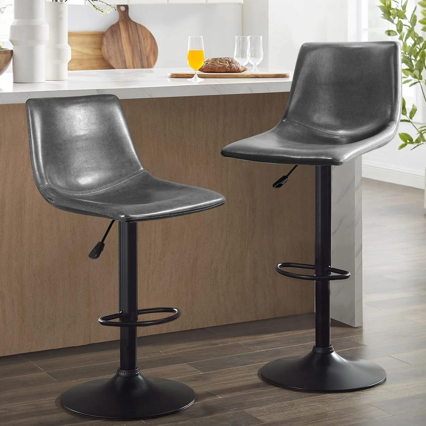 Bossin Adjustable Swivel Bar Stools with Backs – Counter Height