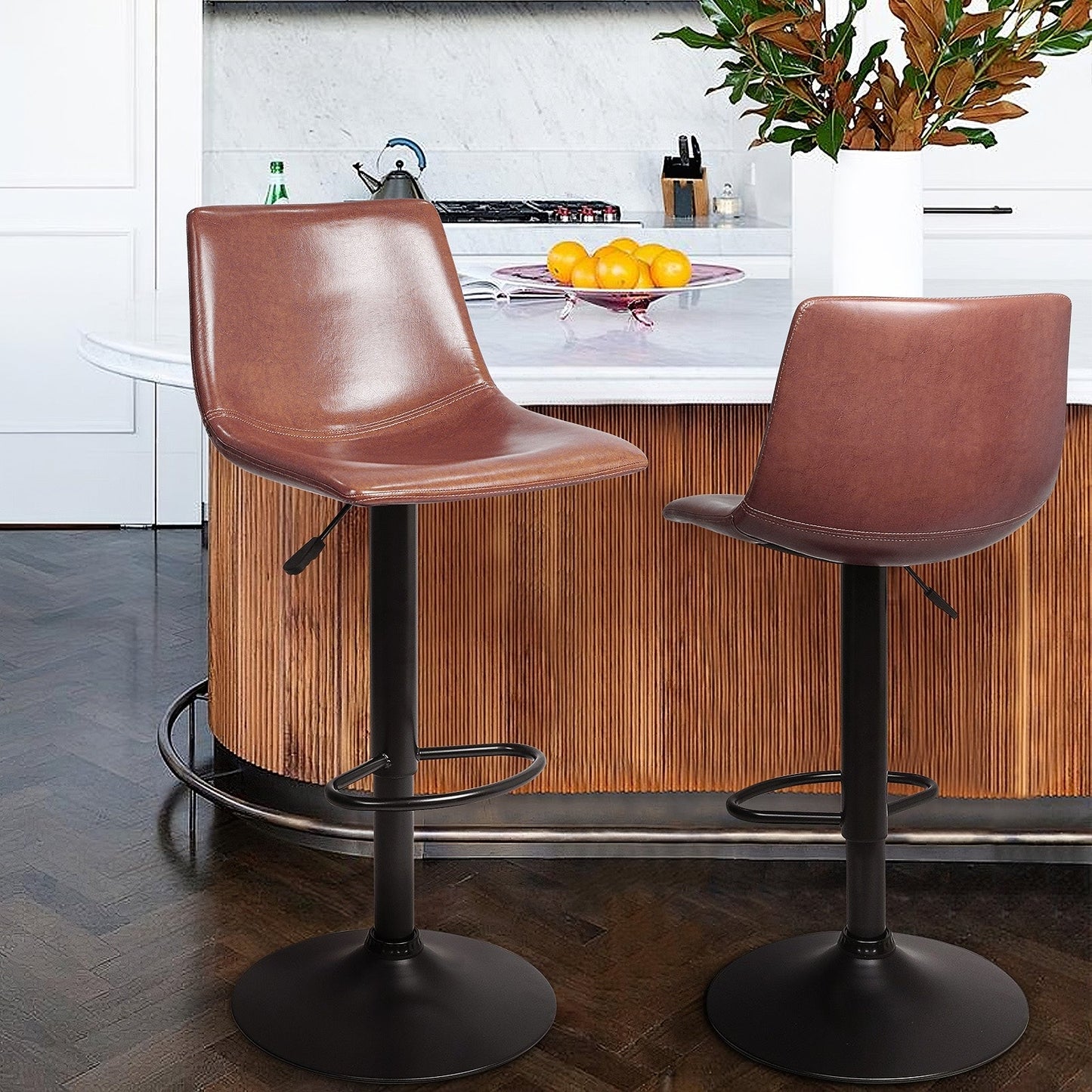 Bossin Adjustable Swivel Bar Stools with Backs – Counter Height