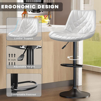 Bossin Adjustable Swivel Bar Stools with Backs – Counter Height