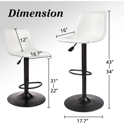 Bossin Adjustable Swivel Bar Stools with Backs – Counter Height