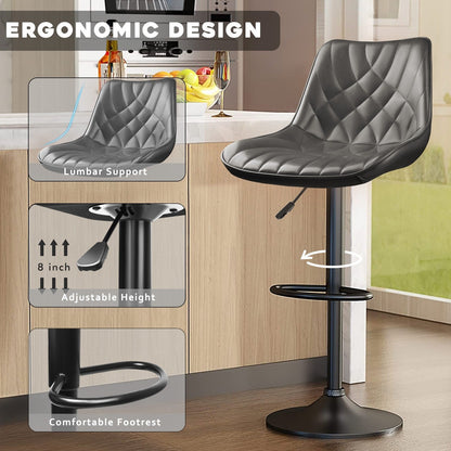 Bossin Adjustable Swivel Bar Stools with Backs – Counter Height
