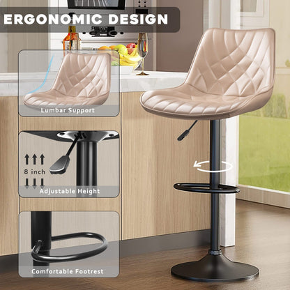 Bossin Adjustable Swivel Bar Stools with Backs – Counter Height