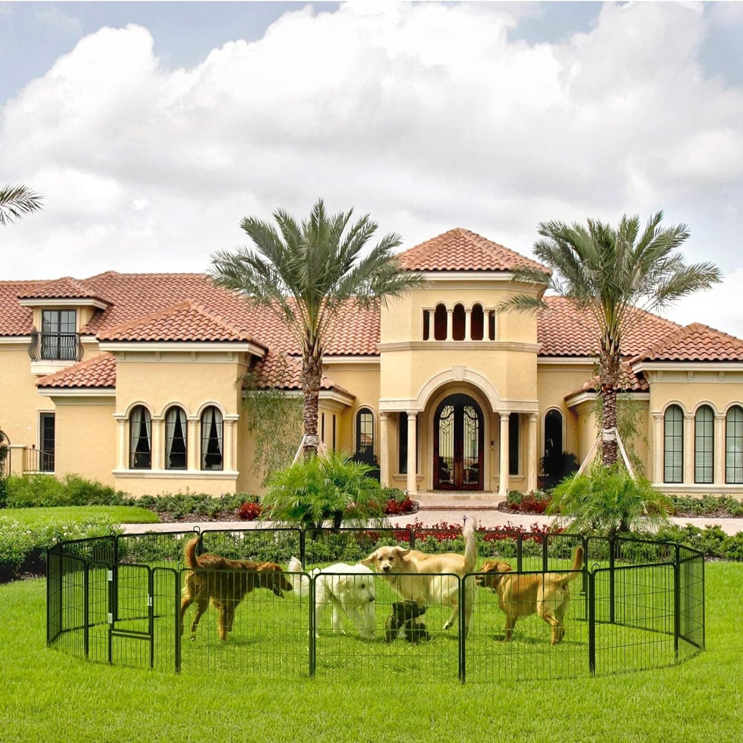 Bossin Dog Playpen Dog Kennel Pen Cage Dog Fence Exercise Pen with Doors 8/16/24 Panel