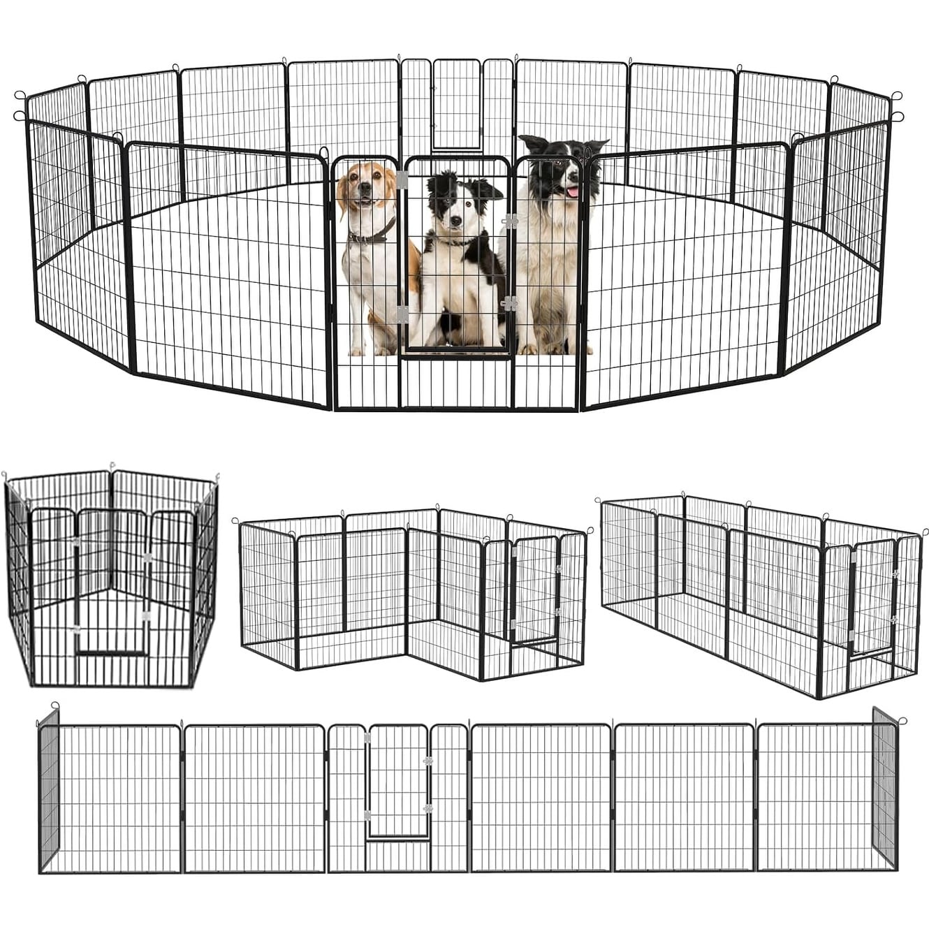 Bossin Dog Playpen Dog Kennel Pen Cage Dog Fence Exercise Pen with Doors 8/16/24 Panel