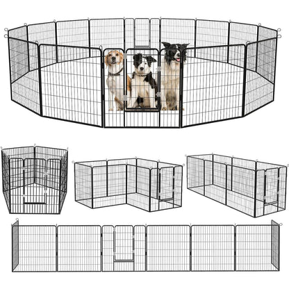 Bossin Dog Playpen Dog Kennel Pen Cage Dog Fence Exercise Pen with Doors 8/16/24 Panel