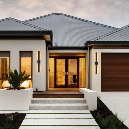 C Cattleya 2-Light Matte Black Aluminum LED Outdoor Wall Sconce