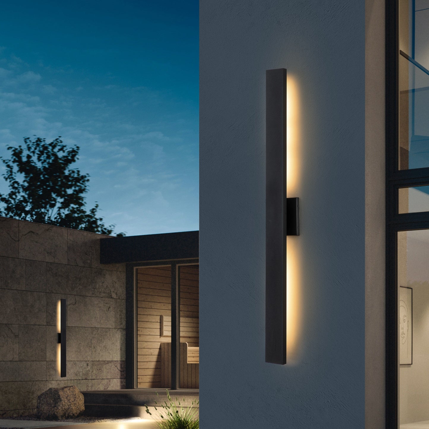 C Cattleya 2-Light Matte Black Aluminum LED Outdoor Wall Sconce