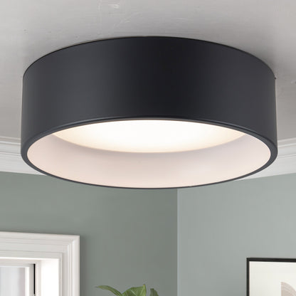C Cattleya Black and Woodgrain 3CCT Integrated LED Flush Mount Ceiling Light