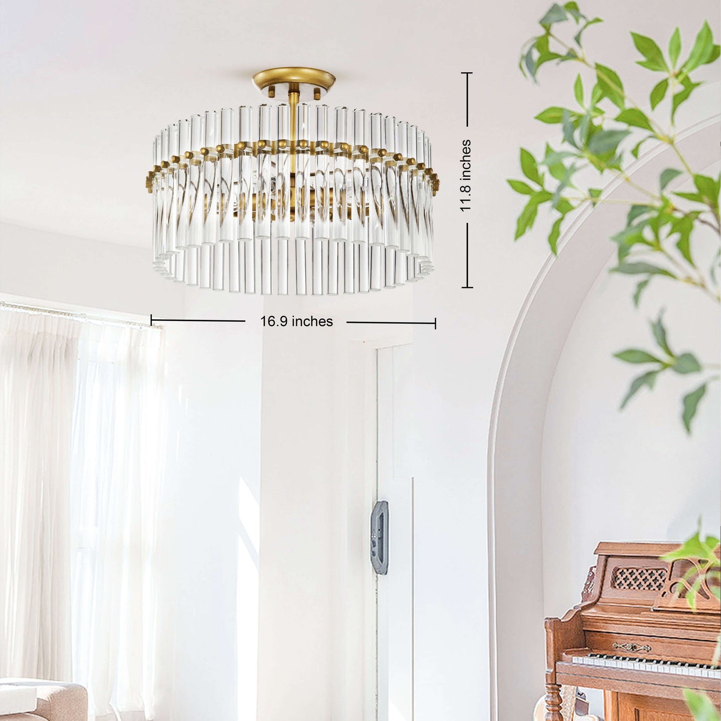 Casandra 4-light Brushed Brass Crystal Flush Mount