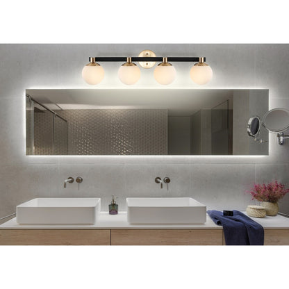Cecil Globe Metal/Frosted Glass Modern Contemporary LED Vanity, by JONATHAN Y