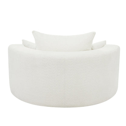 Chenille Accent Barrel Chair Lounge Chair, Round Sofa Chair Armchair with 360-Degree Swivel Base and 3 Removable Pillows