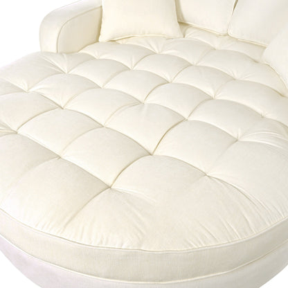 Chenille Chaise Lounge Sofa Bed, Upholstered Sofa Couch with Tufted Backrest and 2 Detachable Pillows for Living Room