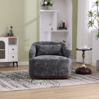 Chenille Swivel Barrel Chair, 360-Degree Comfy Accent Sofa for Living Room, Bedroom, and Study with Removable Cushion