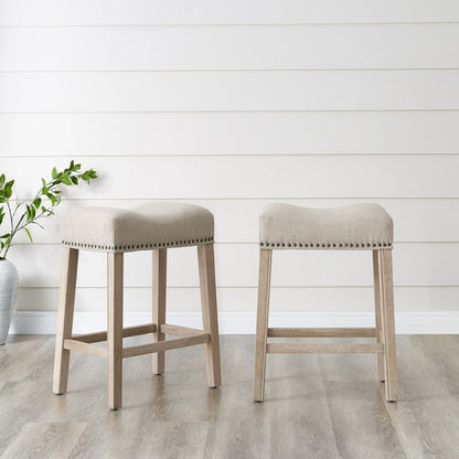 The Gray Barn Barish Backless Saddle Seat Counter Stools (Set of 2)