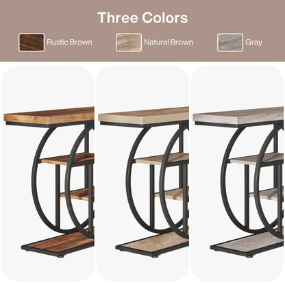 Console Table for Entryway, Industrial 4-Tier Sofa Table Behind Couch