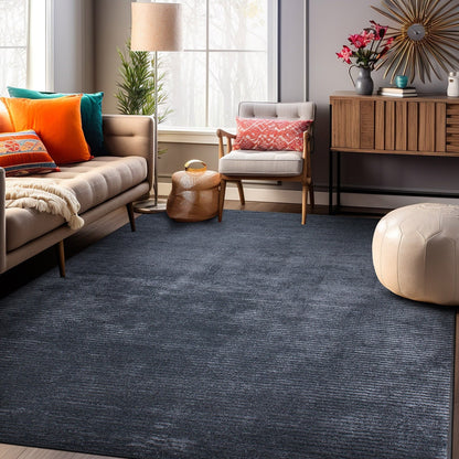 Contemporary Distressed Stripe Machine Washable Area Rug