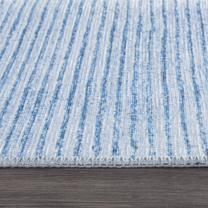 Contemporary Distressed Stripe Machine Washable Area Rug