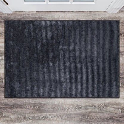 Contemporary Distressed Stripe Machine Washable Area Rug