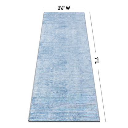 Contemporary Distressed Stripe Machine Washable Area Rug