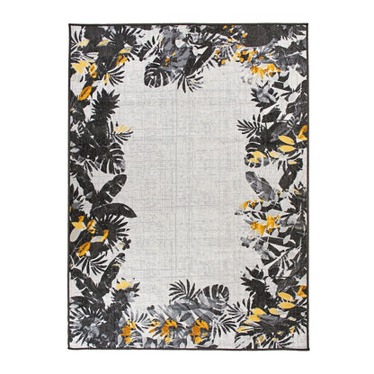 Contemporary Floral Border Indoor/Outdoor Area Rug