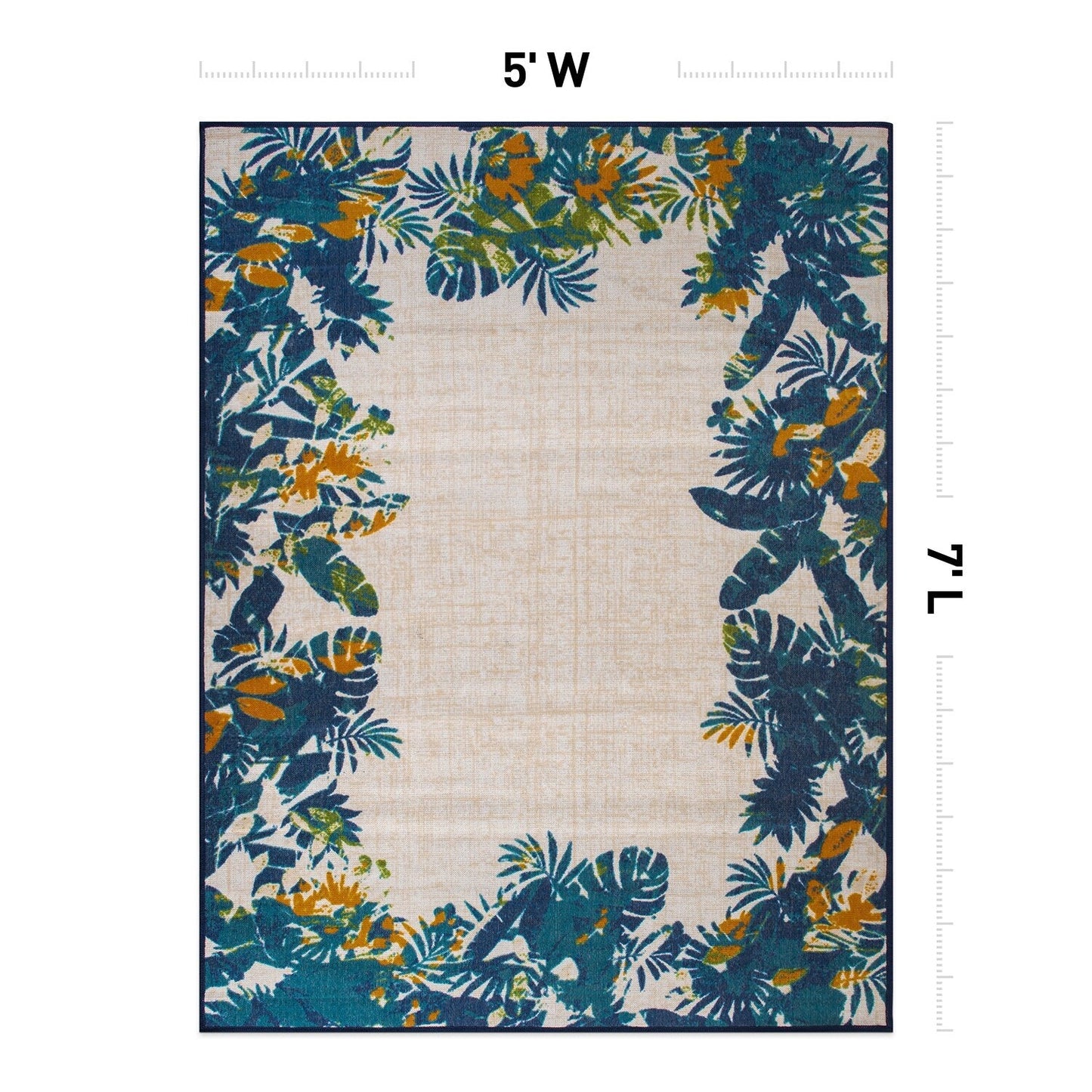 Contemporary Floral Border Indoor/Outdoor Area Rug