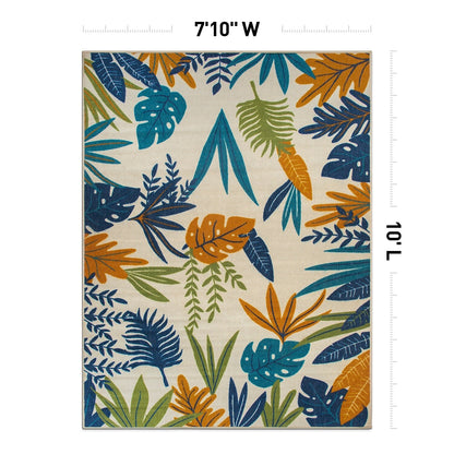 Contemporary Floral Leaves Indoor/Outdoor Area Rug