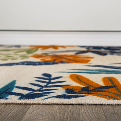 Contemporary Floral Leaves Indoor/Outdoor Area Rug