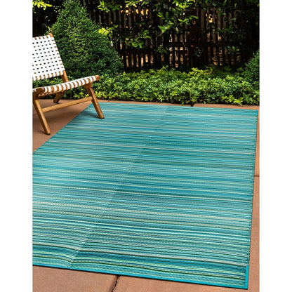 Contemporary Stripe Reversible Plastic Outdoor Rugs