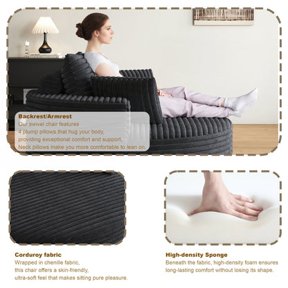 Corduroy Chenille Foam Single Swivel Chair