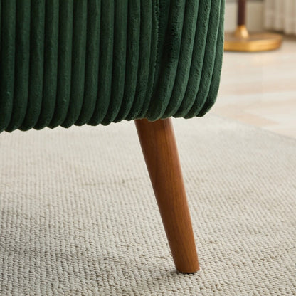 Corduroy Fabric Upholstered 2-Seat Sofa with Wooden Walnut Legs