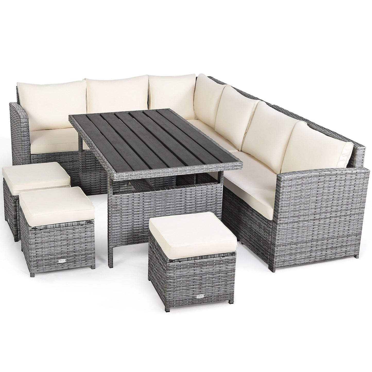 Costway 7 PCS Patio Rattan Dining Set Sectional Sofa Couch Ottoman - See Details