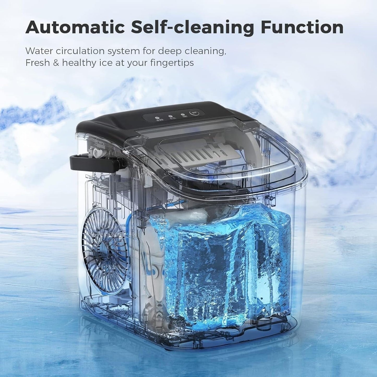 Countertop Portable Ice Maker with Self-cleaning ,9 Bullet Ice Cubes in 6 Mins, Comes with Ice Basket and Ice Scoop