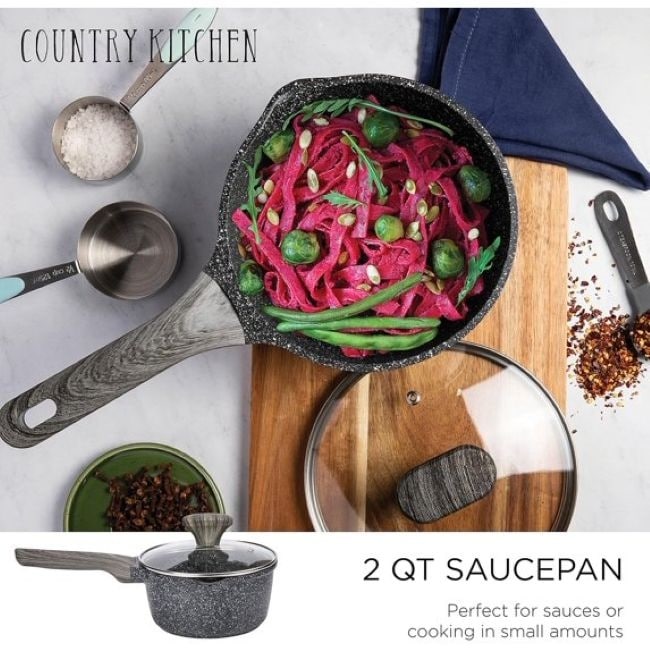 Country Kitchen Non-Stick Cast Aluminum Cookware Set - Durable Kitchen Cookware for Everyday Cooking, 6-11 Pc