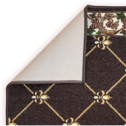 Custom Size Fleur De Lis 26 Inch Wide Non-Slip Stair Runner Rug