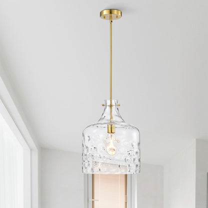 Daelan Clear Dimpled Glass Single Light Pendant Light - 12in
