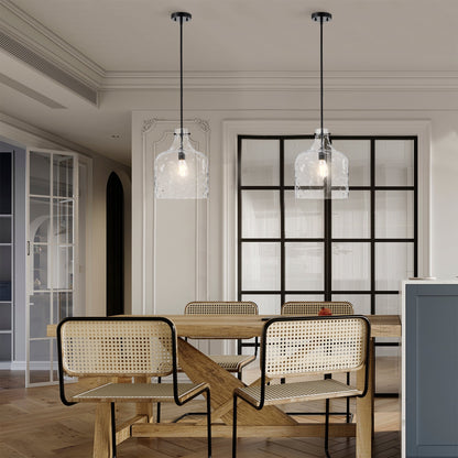 Daelan Clear Dimpled Glass Single Light Pendant Light - 12in