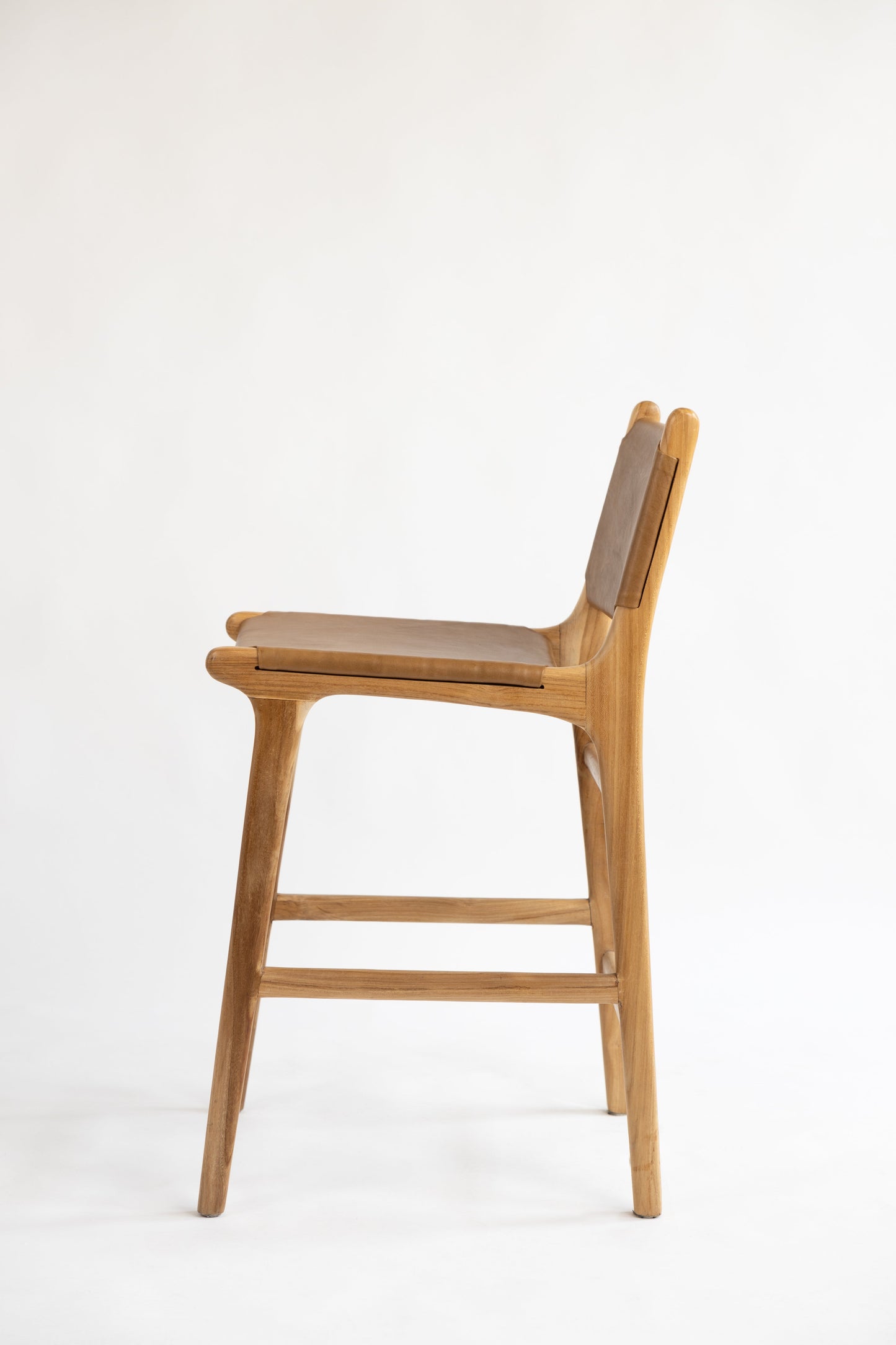 Dea Teak and Leather Counter Stool