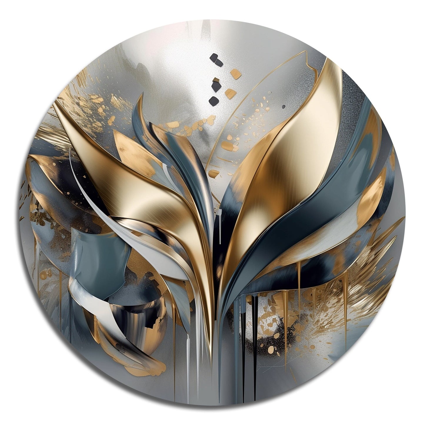 Designart Abstract Shapes And Lines IV Abstract Marble Metal Round Wall Art