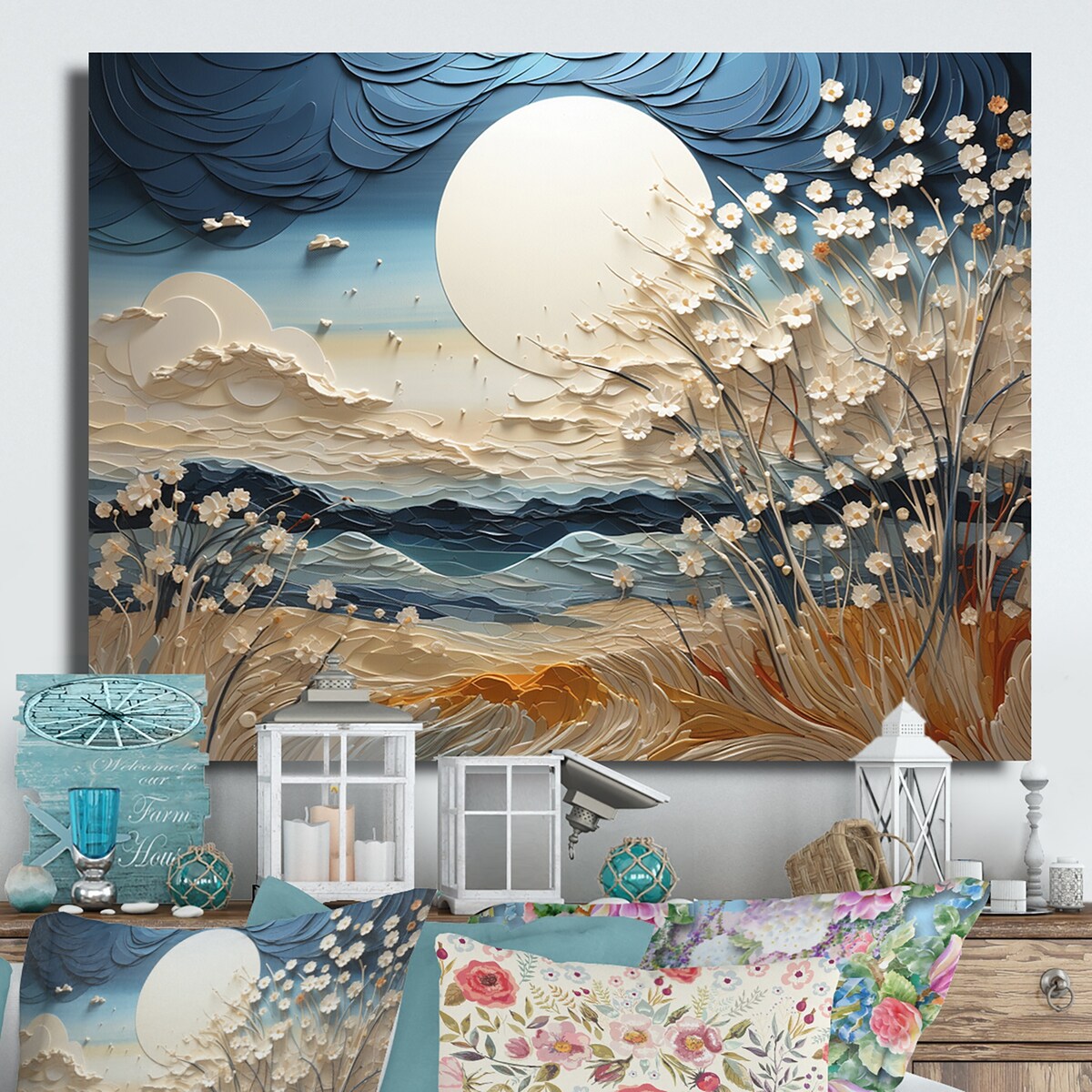 Designart Clouds Prairies Collages VI Modern Metal Wall Art