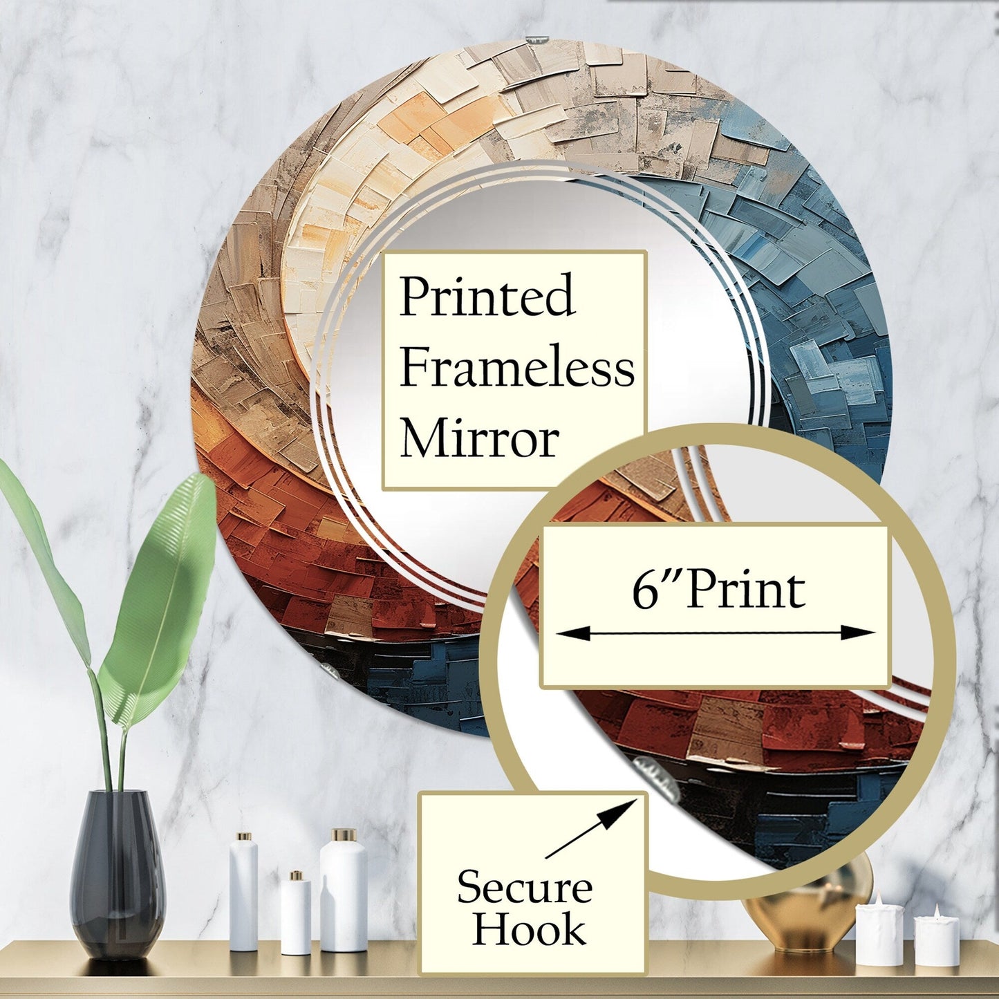 Designart Collaged Spiral Abstract Modern Wall Mirror
